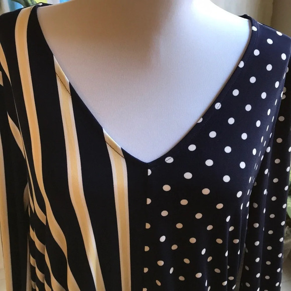 Alfani Iconic Mod polka dot and striped blouse - Picture 3 of 10